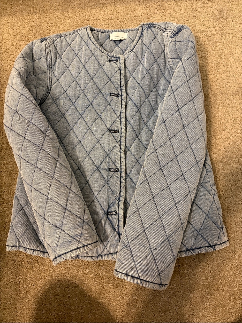Anthropologie Sky Blue Quilted Puff Jacket